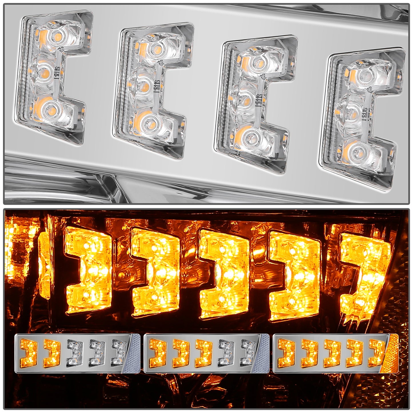 FAROS 21-23 FORD F-150 - FITS MODELS WITH HALOGEN HEADLIGHTS - WHITE 3D LIGHT BAR / SEQUENTIAL CHASE TURN SIGNAL - CHROME