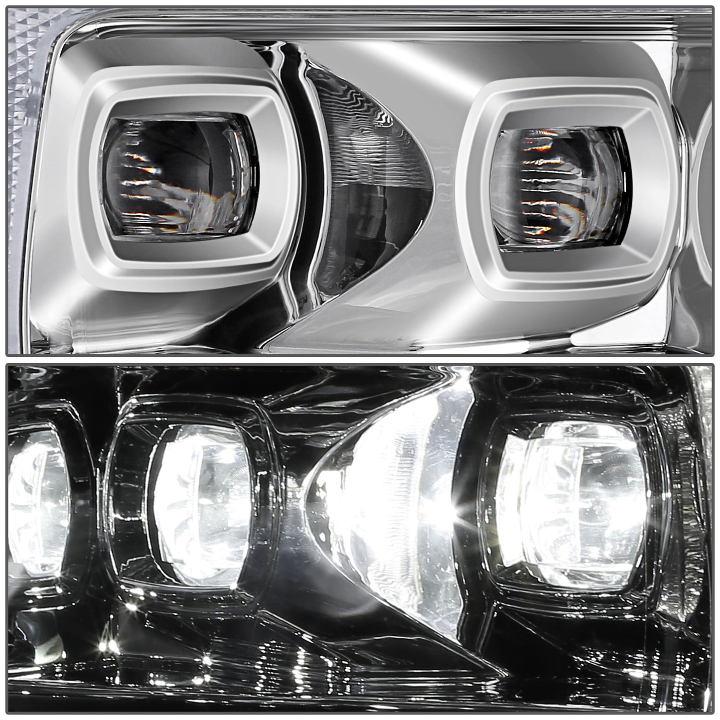 FAROS 21-23 FORD F-150 - FITS MODELS WITH HALOGEN HEADLIGHTS - WHITE 3D LIGHT BAR / SEQUENTIAL CHASE TURN SIGNAL - CHROME