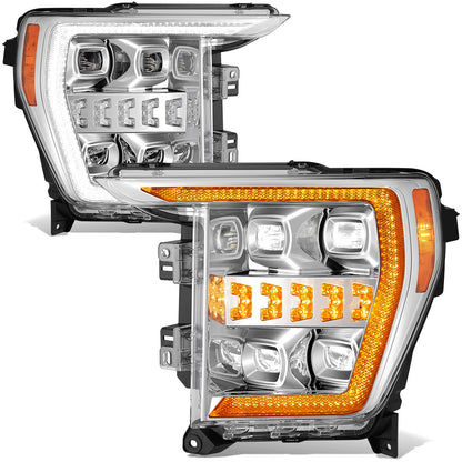 FAROS 21-23 FORD F-150 - FITS MODELS WITH HALOGEN HEADLIGHTS - WHITE 3D LIGHT BAR / SEQUENTIAL CHASE TURN SIGNAL - CHROME