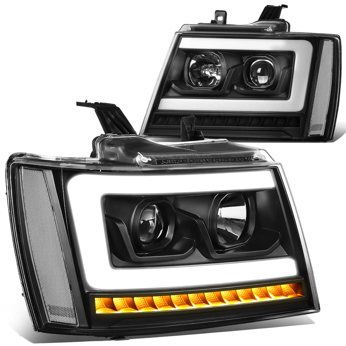 FAROS 07-13 CHEVY AVALANCHE, SUBURBAN 2500 / 07-14 CHEVY TAHOE, SUBURBAN 1500 - LED DRL - C-BAR - BLACK HOUSING / CLEAR CORNER