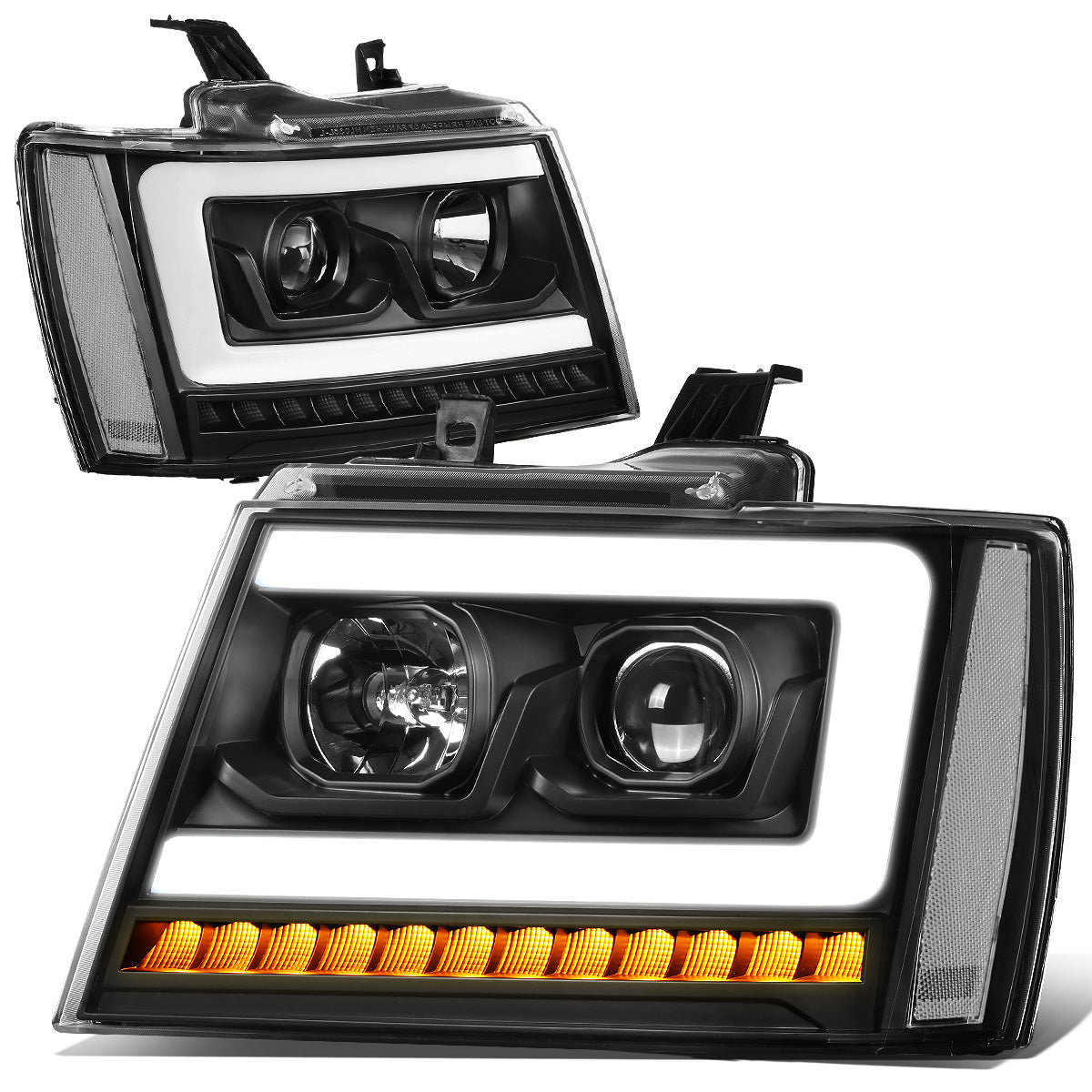 FAROS 07-13 CHEVY AVALANCHE, SUBURBAN 2500 / 07-14 CHEVY TAHOE, SUBURBAN 1500 - LED DRL - C-BAR - BLACK HOUSING / CLEAR CORNER