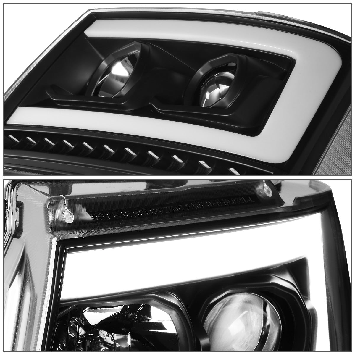 FAROS 07-13 CHEVY AVALANCHE, SUBURBAN 2500 / 07-14 CHEVY TAHOE, SUBURBAN 1500 - LED DRL - C-BAR - BLACK HOUSING / CLEAR CORNER