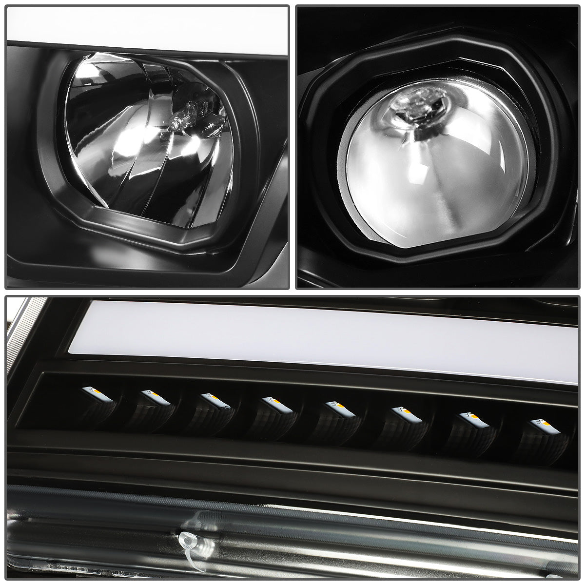 FAROS 07-13 CHEVY AVALANCHE, SUBURBAN 2500 / 07-14 CHEVY TAHOE, SUBURBAN 1500 - LED DRL - C-BAR - BLACK HOUSING / CLEAR CORNER