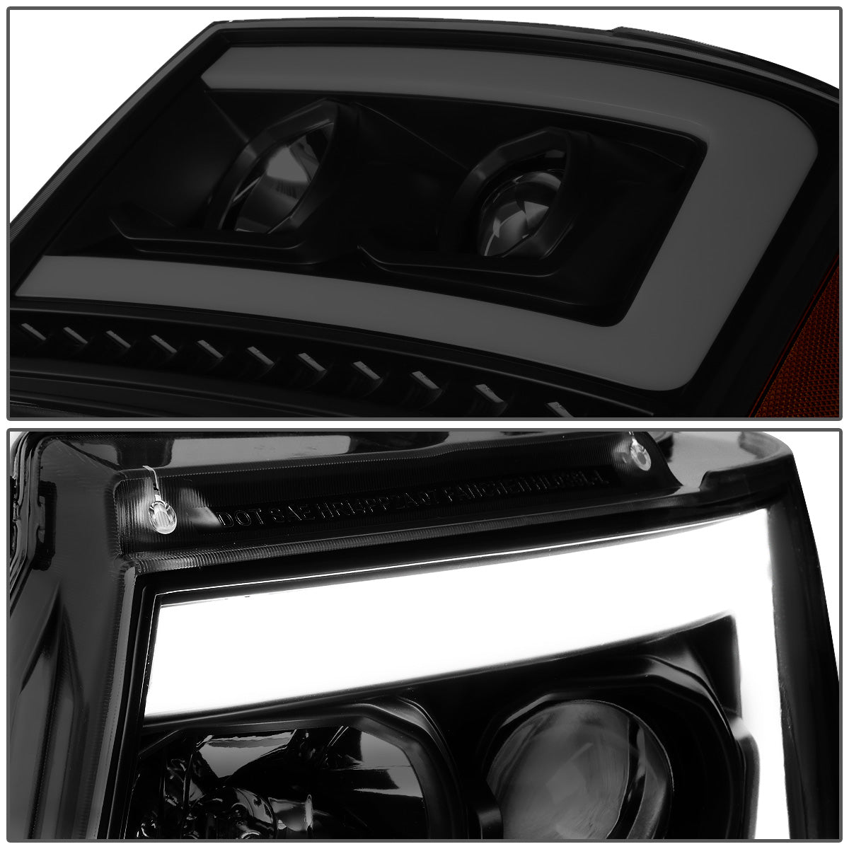 FAROS 07-13 CHEVY AVALANCHE, SUBURBAN 2500 / 07-14 CHEVY TAHOE, SUBURBAN 1500 - LED DRL - C-BAR - BLACK HOUSING / SMOKE LENS / AMBER CORNER