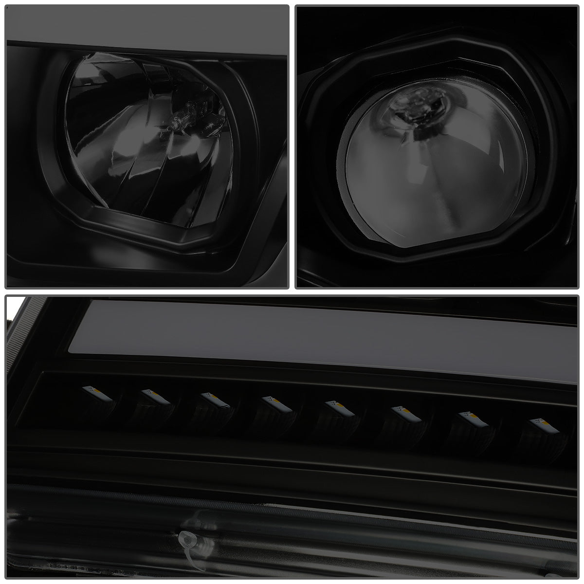 FAROS 07-13 CHEVY AVALANCHE, SUBURBAN 2500 / 07-14 CHEVY TAHOE, SUBURBAN 1500 - LED DRL - C-BAR - BLACK HOUSING / SMOKE LENS / AMBER CORNER