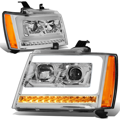 FAROS 07-13 CHEVY AVALANCHE, SUBURBAN 2500 / 07-14 CHEVY TAHOE, SUBURBAN 1500 - LED DRL - C-BAR - CHROME HOUSING / AMBER CORNER