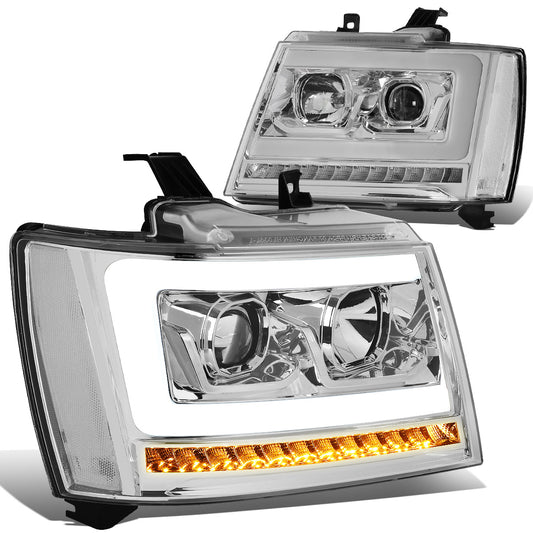 FAROS 07-13 CHEVY AVALANCHE, SUBURBAN 2500 / 07-14 CHEVY TAHOE, SUBURBAN 1500 - LED DRL - C-BAR - CHROME HOUSING / CLEAR CORNER