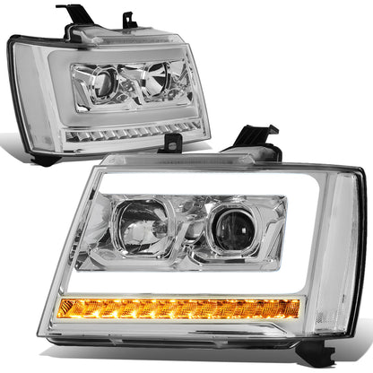 FAROS 07-13 CHEVY AVALANCHE, SUBURBAN 2500 / 07-14 CHEVY TAHOE, SUBURBAN 1500 - LED DRL - C-BAR - CHROME HOUSING / CLEAR CORNER