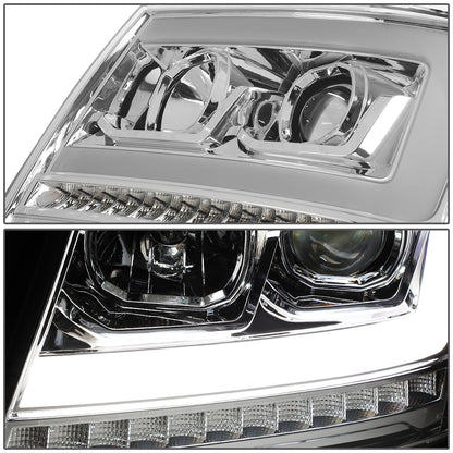 FAROS 07-13 CHEVY AVALANCHE, SUBURBAN 2500 / 07-14 CHEVY TAHOE, SUBURBAN 1500 - LED DRL - C-BAR - CHROME HOUSING / CLEAR CORNER