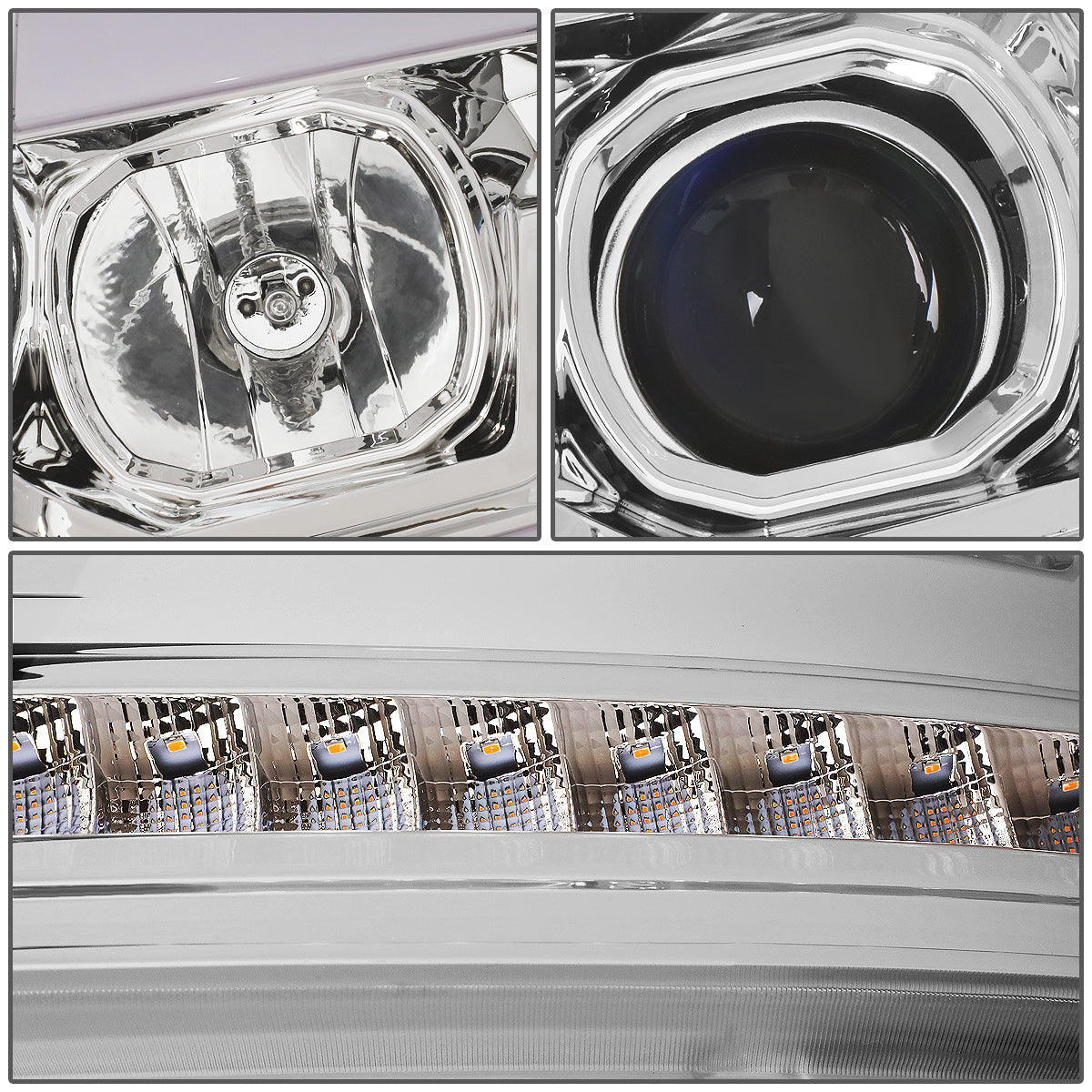 FAROS 07-13 CHEVY AVALANCHE, SUBURBAN 2500 / 07-14 CHEVY TAHOE, SUBURBAN 1500 - LED DRL - C-BAR - CHROME HOUSING / CLEAR CORNER