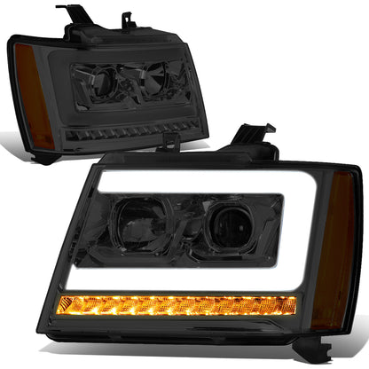 FAROS 07-13 CHEVY AVALANCHE, SUBURBAN 2500 / 07-14 CHEVY TAHOE, SUBURBAN 1500 - LED DRL - C-BAR - SMOKE HOUSING / AMBER CORNER