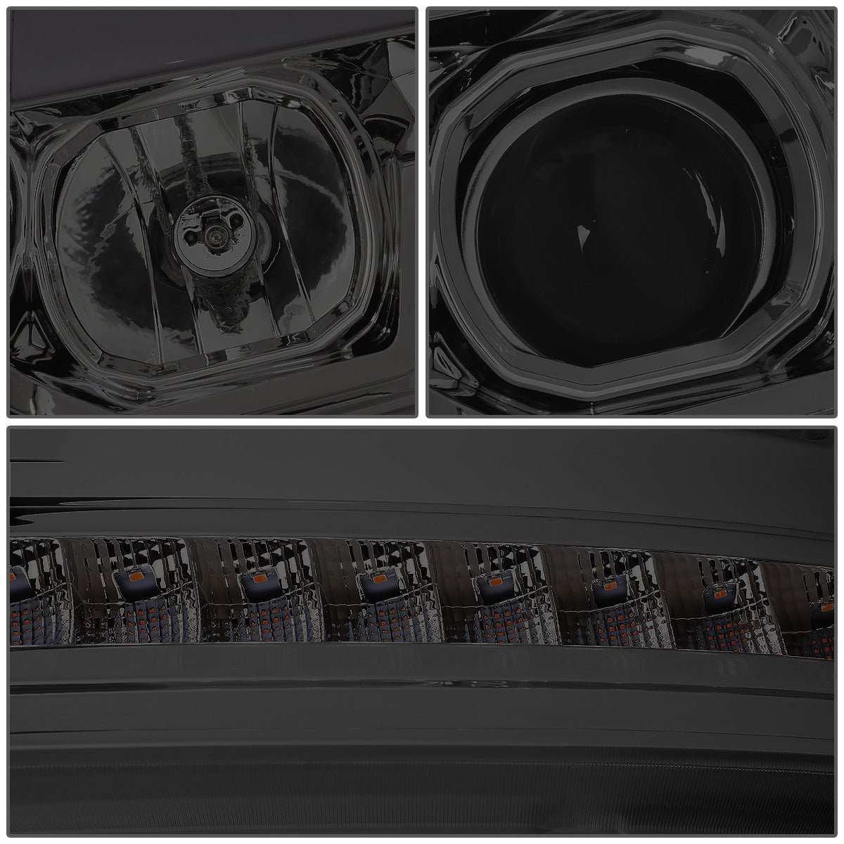 FAROS 07-13 CHEVY AVALANCHE, SUBURBAN 2500 / 07-14 CHEVY TAHOE, SUBURBAN 1500 - LED DRL - C-BAR - SMOKE HOUSING / AMBER CORNER