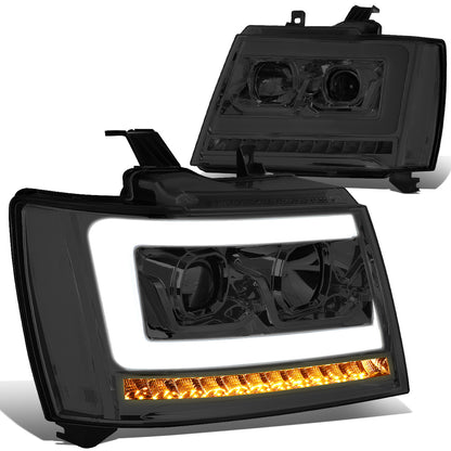 FAROS 07-13 CHEVY AVALANCHE, SUBURBAN 2500 / 07-14 CHEVY TAHOE, SUBURBAN 1500 - LED DRL - C-BAR - SMOKE HOUSING / CLEAR CORNER