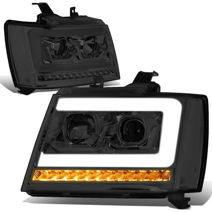 FAROS 07-13 CHEVY AVALANCHE, SUBURBAN 2500 / 07-14 CHEVY TAHOE, SUBURBAN 1500 - LED DRL - C-BAR - SMOKE HOUSING / CLEAR CORNER