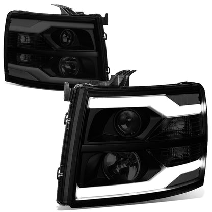 FAROS 07-13 CHEVY SILVERADO 1500 / 07-17 SILVERADO 2500, 3500 AND HD MODELS - DOES NOT FIT 2007 OLD BODY CLASSIC MODELS - LED DRL - DUAL LED - BLACK HOUSING / SMOKE LENS / CLEAR CORNER