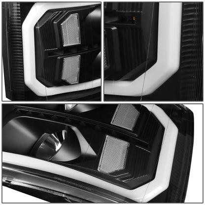 FAROS 07-13 CHEVY SILVERADO 1500 / 07-14 SILVERADO 2500, 3500 AND HD MODELS - DOES NOT FIT 2007 OLD BODY CLASSIC MODELS - LED DRL - SEQUENTIAL TURN SIGNAL - C-BAR - BLACK HOUSING / CLEAR CORNER