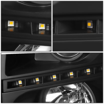 FAROS 07-13 CHEVY SILVERADO 1500 / 07-14 SILVERADO 2500, 3500 AND HD MODELS - DOES NOT FIT 2007 OLD BODY CLASSIC MODELS - LED DRL - SEQUENTIAL TURN SIGNAL - C-BAR - BLACK HOUSING / CLEAR CORNER