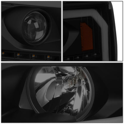 FAROS 07-13 CHEVY SILVERADO 1500 / 07-14 SILVERADO 2500, 3500 AND HD MODELS - DOES NOT FIT 2007 OLD BODY CLASSIC MODELS - LED DRL - SEQUENTIAL TURN SIGNAL - C-BAR - BLACK HOUSING / SMOKE LENS / AMBER CORNER
