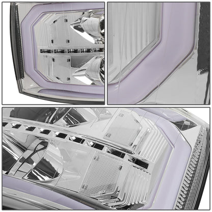 FAROS 07-13 CHEVY SILVERADO 1500 / 07-14 SILVERADO 2500, 3500 AND HD MODELS - DOES NOT FIT 2007 OLD BODY CLASSIC MODELS - LED DRL - SEQUENTIAL TURN SIGNAL - C-BAR - CHROME HOUSING / CLEAR CORNER