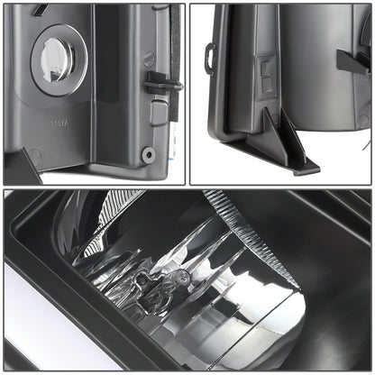 FAROS 07-13 CHEVY SILVERADO 1500 / 07-14 SILVERADO 2500 HD, 3500 - DOES NOT FIT 2007 OLD BODY CLASSIC MODELS - FITS MODELS WITH HALOGEN HEADLIGHTS ONLY - RECTANGLE LED DRL - BLACK HOUSING / CLEAR CORNER