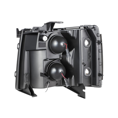 FAROS 07-13 CHEVY SILVERADO 1500 / 07-14 SILVERADO 2500 HD, 3500 - DOES NOT FIT 2007 OLD BODY CLASSIC MODELS - FITS MODELS WITH HALOGEN HEADLIGHTS ONLY - RECTANGLE LED DRL - CHROME HOUSING / CLEAR CORNER