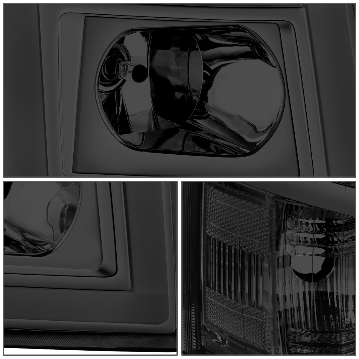 FAROS 07-13 CHEVY SILVERADO 1500 / 07-14 SILVERADO 2500 HD, 3500 - DOES NOT FIT 2007 OLD BODY CLASSIC MODELS - FITS MODELS WITH HALOGEN HEADLIGHTS ONLY - RECTANGLE LED DRL - SMOKE HOUSING / CLEAR CORNER