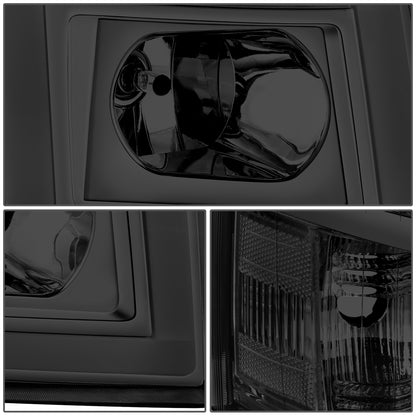 FAROS 07-13 CHEVY SILVERADO 1500 / 07-14 SILVERADO 2500 HD, 3500 - DOES NOT FIT 2007 OLD BODY CLASSIC MODELS - FITS MODELS WITH HALOGEN HEADLIGHTS ONLY - RECTANGLE LED DRL - SMOKE HOUSING / CLEAR CORNER