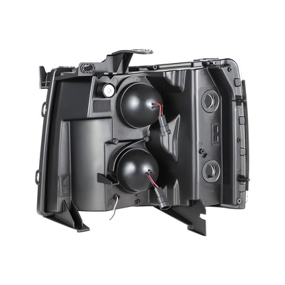 FAROS 07-13 CHEVY SILVERADO 1500 / 07-14 SILVERADO 2500 HD, 3500 - DOES NOT FIT 2007 OLD BODY CLASSIC MODELS - FITS MODELS WITH HALOGEN HEADLIGHTS ONLY - RECTANGLE LED DRL - SMOKE HOUSING / CLEAR CORNER