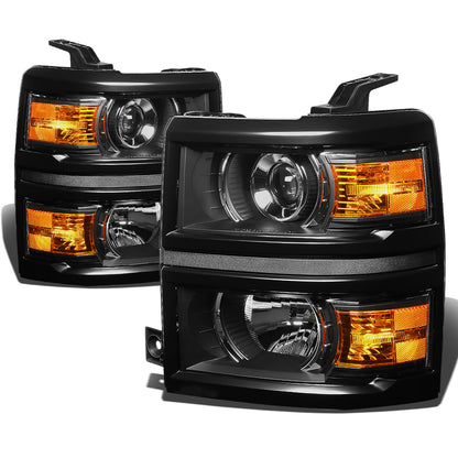 FAROS 14-15 CHEVY SILVERADO 1500 - LED PROJECTOR - BLACK HOUSING / AMBER CORNER