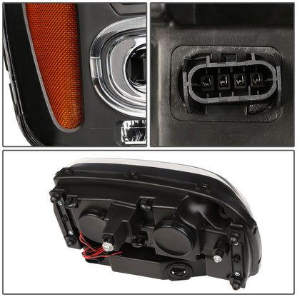 FAROS 02-06 CHEVY TRAILBLAZER EXT / 02-09 CHEVY TRAILBLAZER - 4DR - LED DRL - OE - BLACK HOUSING / AMBER CORNER