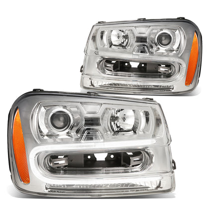 FAROS 02-06 CHEVY TRAILBLAZER EXT / 02-09 CHEVY TRAILBLAZER - 4DR - LED DRL - OE - CHROME HOUSING / AMBER CORNER