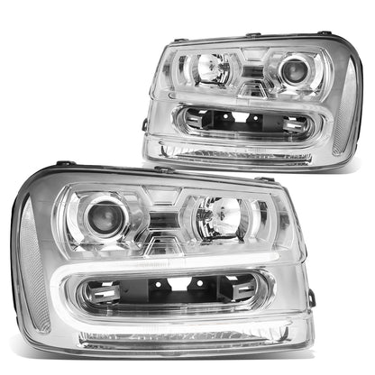 FAROS 02-06 CHEVY TRAILBLAZER EXT / 02-09 CHEVY TRAILBLAZER - 4DR - LED DRL - OE - CHROME HOUSING / CLEAR CORNER
