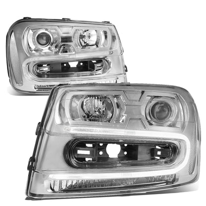 FAROS 02-06 CHEVY TRAILBLAZER EXT / 02-09 CHEVY TRAILBLAZER - 4DR - LED DRL - OE - CHROME HOUSING / CLEAR CORNER