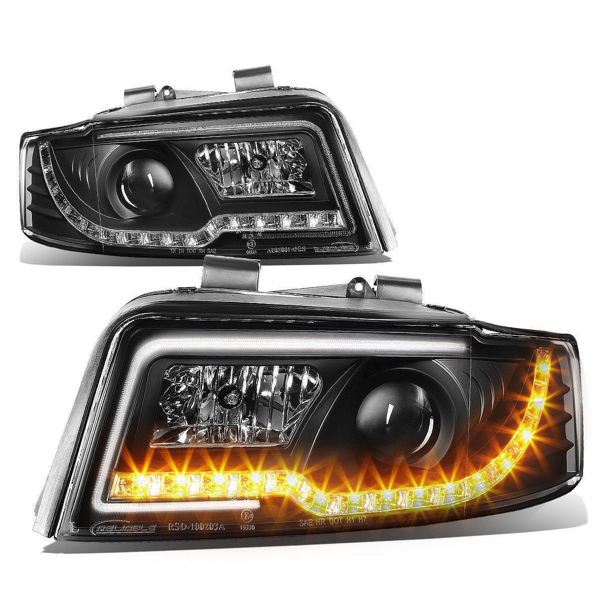 FAROS 02-05 AUDI A4 B6, A4 B6 QUATTRO / 04-05 AUDI S4 B6, A4 B6 QUATTRO - LED DRL - 4DR - DOES NOT FIT CABRIOLET MODELS - DOES NOT FIT MODELS WITH OEM XENON HID HEADLIGHTS - ONLY FITS SEDAN / WAGON MODELS WITH OEM HEADLIGHTS - BLACK HOUSING / CLEAR LENS