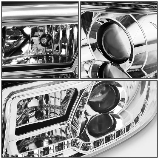 FAROS 02-05 AUDI A4 B6, A4 B6 QUATTRO / 04-05 AUDI S4 B6, A4 B6 QUATTRO - LED DRL - 4DR - DOES NOT FIT CABRIOLET MODELS - DOES NOT FIT MODELS WITH OEM XENON HID HEADLIGHTS - ONLY FITS SEDAN / WAGON MODELS WITH OEM HEADLIGHTS - CHROME HOUSING / CLEAR LENS