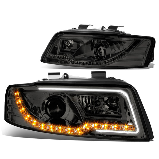 FAROS 02-05 AUDI A4 B6, A4 B6 QUATTRO / 04-05 AUDI S4 B6, A4 B6 QUATTRO - LED DRL - 4DR - DOES NOT FIT CABRIOLET MODELS - DOES NOT FIT MODELS WITH OEM XENON HID HEADLIGHTS - ONLY FITS SEDAN / WAGON MODELS WITH OEM HEADLIGHTS - SMOKE HOUSING / CLEAR LENS