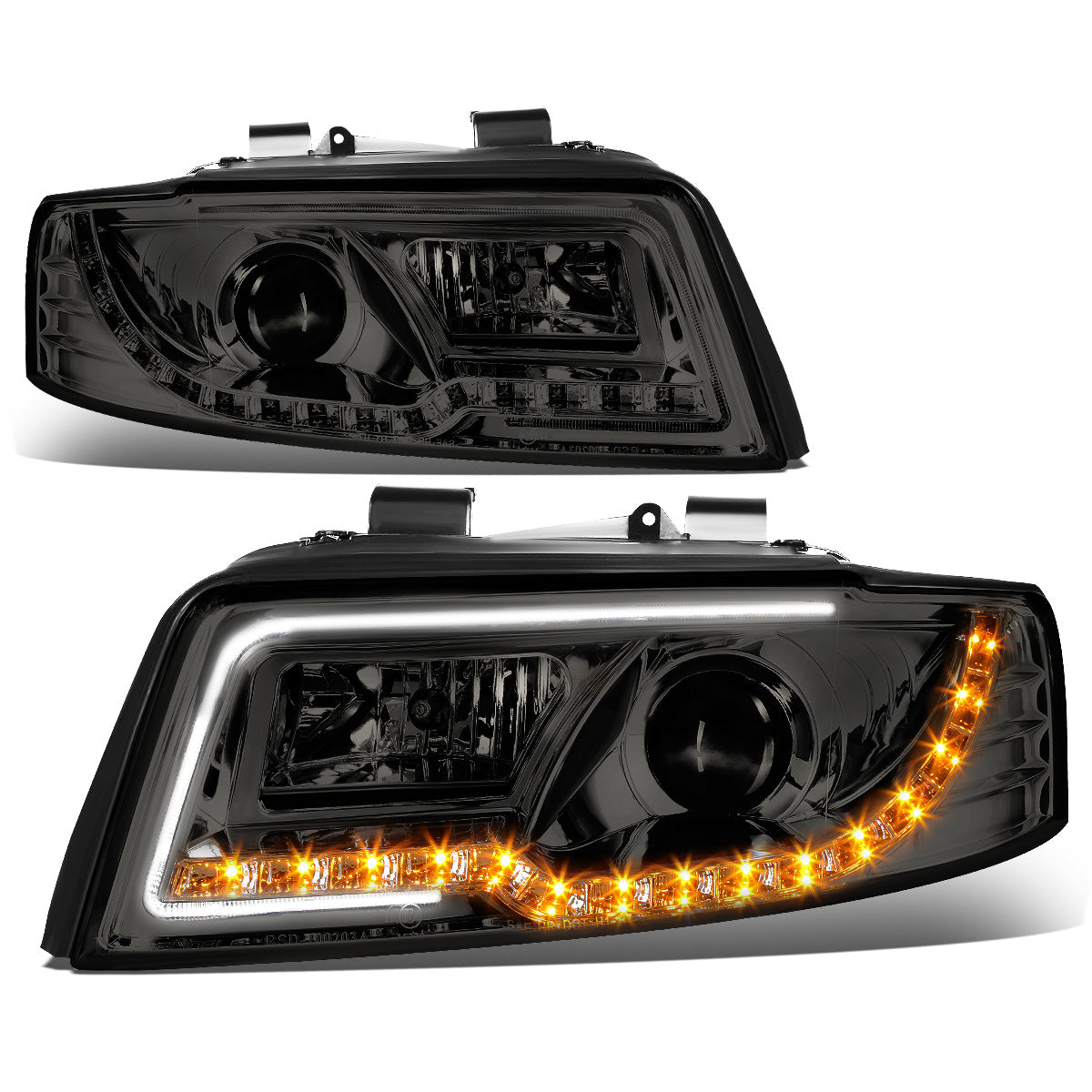 FAROS 02-05 AUDI A4 B6, A4 B6 QUATTRO / 04-05 AUDI S4 B6, A4 B6 QUATTRO - LED DRL - 4DR - DOES NOT FIT CABRIOLET MODELS - DOES NOT FIT MODELS WITH OEM XENON HID HEADLIGHTS - ONLY FITS SEDAN / WAGON MODELS WITH OEM HEADLIGHTS - SMOKE HOUSING / CLEAR LENS