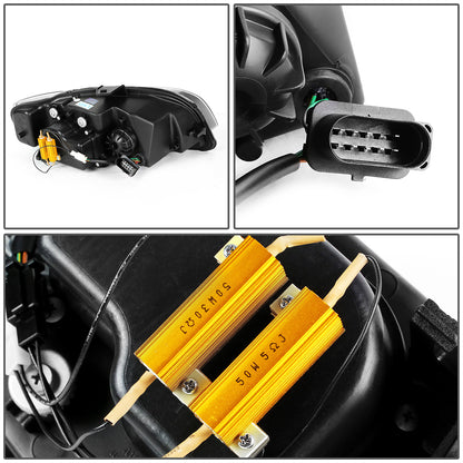 FAROS 06-08 AUDI A4, A4 QUATTRO, S4 - FOR 2005 MODELS, ONLY FITS NEW BODY - FITS SEDAN / WAGON MODELS WITH HALOGEN HEADLIGHTS ONLY -  DOES NOT FIT CABRIO AND CABRIOLET MODELS - LED DRL - HALO PROJECTOR - CHROME HOUSING / CLEAR LENS / AMBER SIGNAL