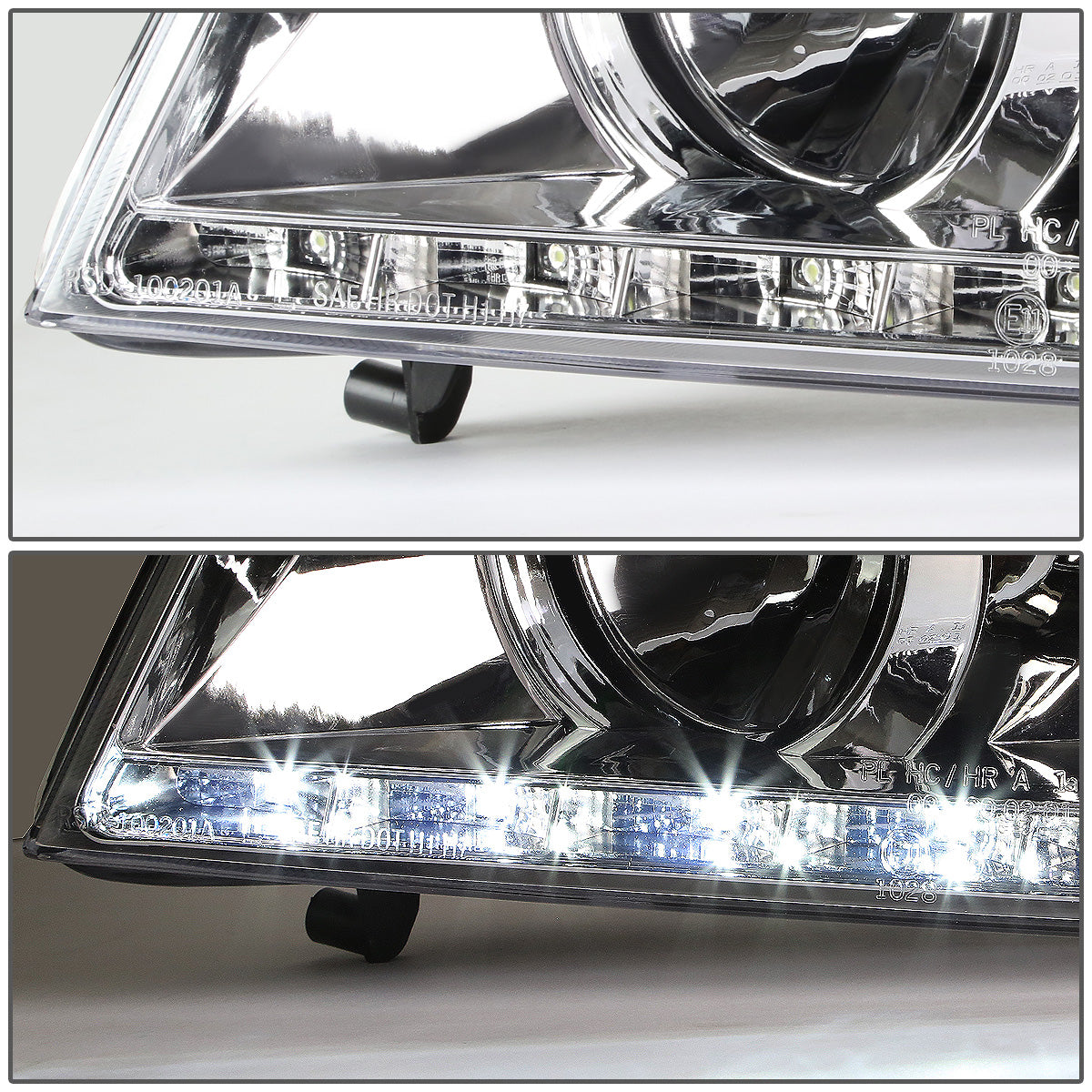 FAROS 96-01 AUDI A4, A4 QUATTRO - DOES NOT FIT MODELS WITH OEM XENON HID HEADLIGHTS - 4DR - LED DRL - PROJECTOR - CHROME HOUSING / CLEAR LENS / AMBER SIGNAL