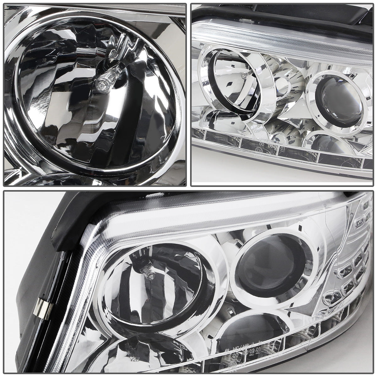 FAROS 96-01 AUDI A4, A4 QUATTRO - DOES NOT FIT MODELS WITH OEM XENON HID HEADLIGHTS - 4DR - LED DRL - PROJECTOR - CHROME HOUSING / CLEAR LENS / AMBER SIGNAL