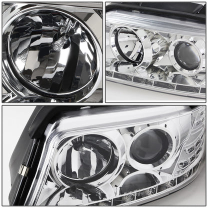 FAROS 96-01 AUDI A4, A4 QUATTRO - DOES NOT FIT MODELS WITH OEM XENON HID HEADLIGHTS - 4DR - LED DRL - PROJECTOR - CHROME HOUSING / CLEAR LENS / AMBER SIGNAL