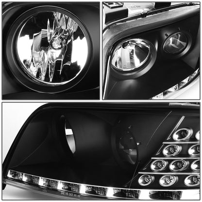 FAROS 02-04 AUDI A6, A6 QUATTRO FACELIFTED MODELS - DOES NOT FIT MODELS WITH OEM XENON HID HEADLIGHTS - ONLY FITS MODELS WITH FACTORY HALOGEN HEADLIGHTS - DOES NOT FIT 4.2L V8 MODELS - LED DRL - PROJECTOR - BLACK HOUSING / CLEAR LENS / AMBER SIGNAL