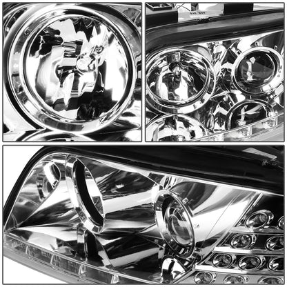 FAROS 02-04 AUDI A6, A6 QUATTRO FACELIFTED MODELS - DOES NOT FIT MODELS WITH OEM XENON HID HEADLIGHTS - ONLY FITS MODELS WITH FACTORY HALOGEN HEADLIGHTS - DOES NOT FIT 4.2L V8 MODELS - LED DRL - PROJECTOR - CHROME HOUSING / CLEAR LENS / AMBER SIGNAL