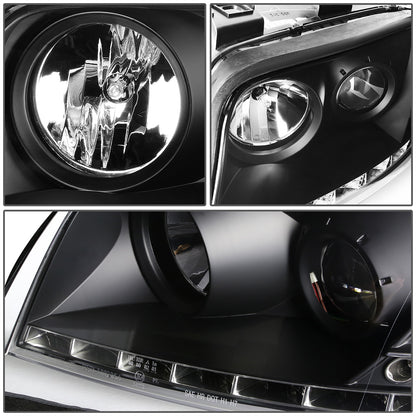 FAROS 98-01 AUDI A6, A6 QUATTRO - DOES NOT FIT MODELS WITH OEM XENON HID HEADLIGHTS - ONLY FITS MODELS WITH OEM HALOGEN HEADLIGHTS - LED DRL - PROJECTOR - BLACK HOUSING / CLEAR LENS / AMBER SIGNAL