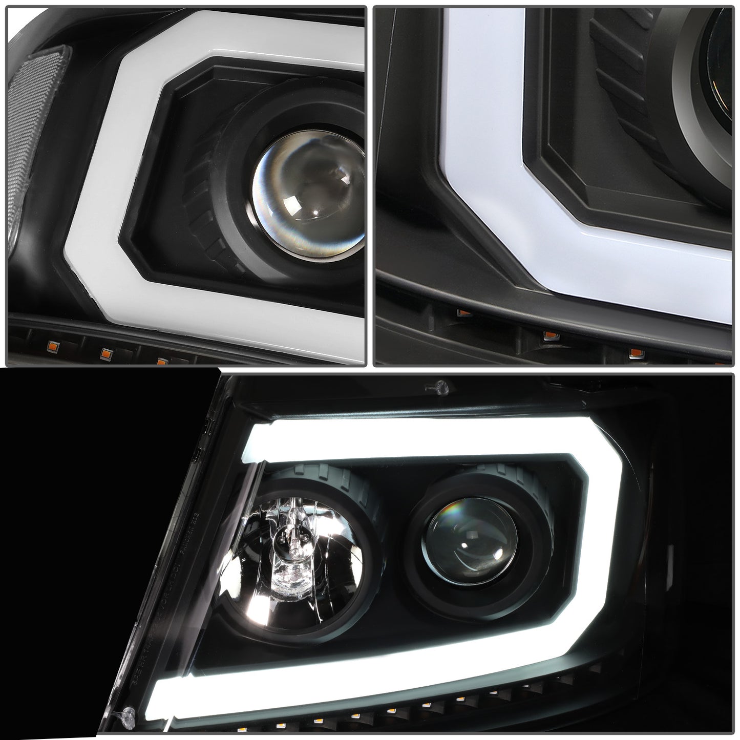 FAROS 04-08 FORD F-150 / 06-08 LINCOLN MARK LT - LED DRL - PROJECTOR - SEQUENTIAL LED TURN SIGNAL - BLACK HOUSING / CLEAR CORNER