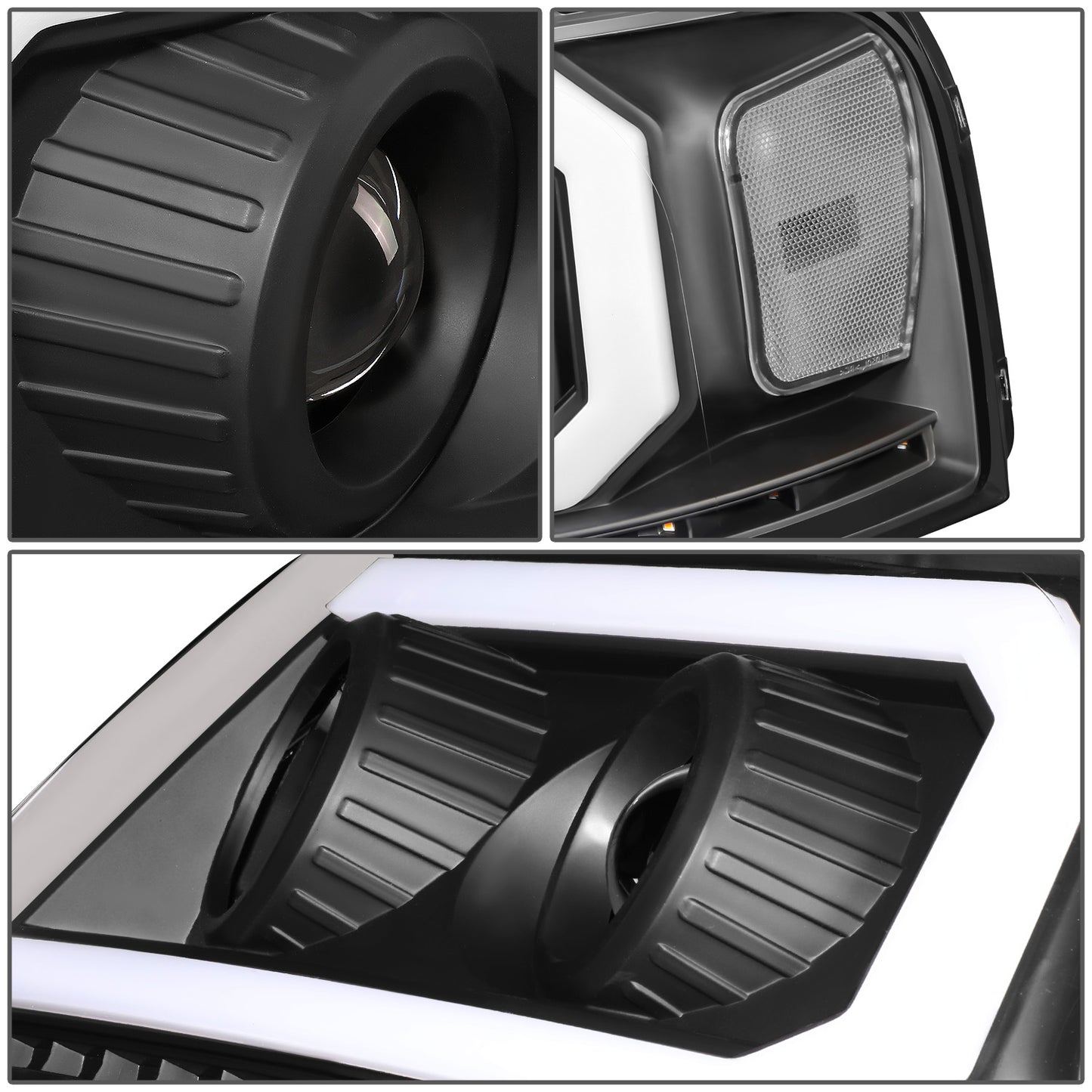 FAROS 04-08 FORD F-150 / 06-08 LINCOLN MARK LT - LED DRL - PROJECTOR - SEQUENTIAL LED TURN SIGNAL - BLACK HOUSING / CLEAR CORNER