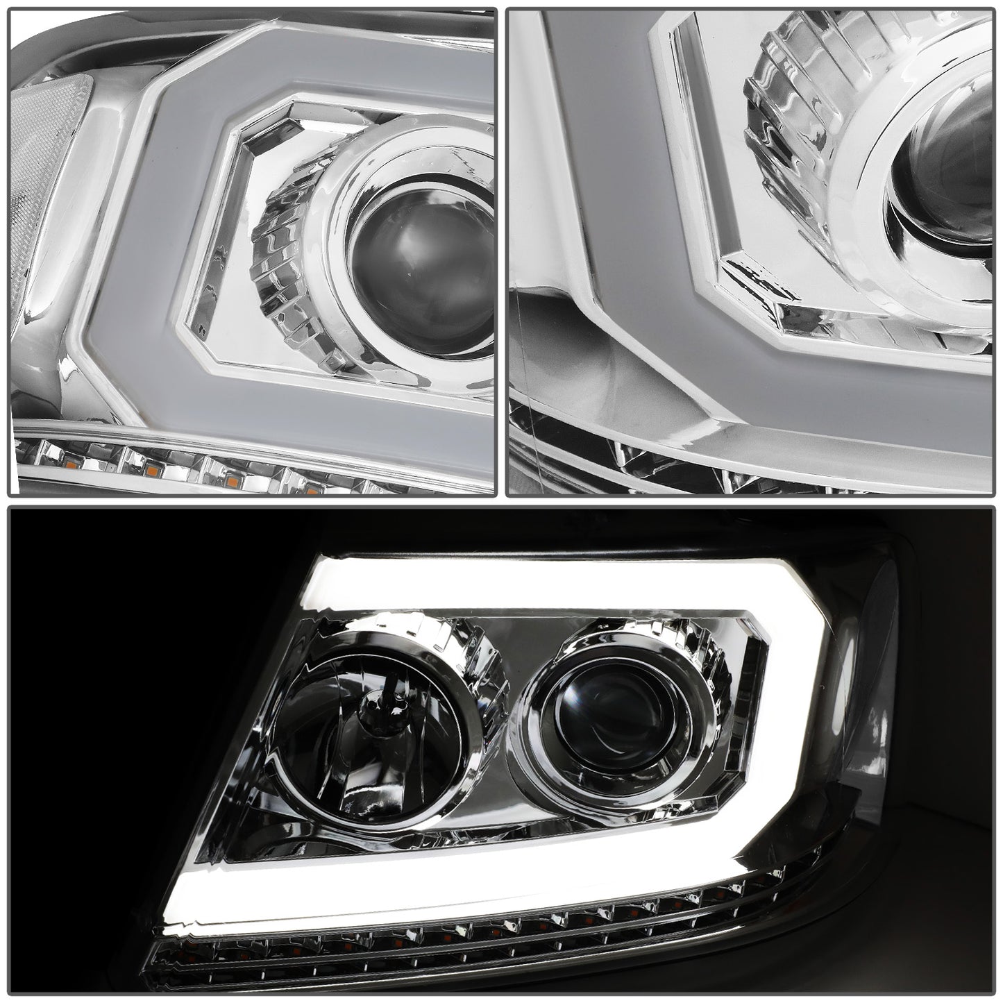 FAROS 04-08 FORD F-150 / 06-08 LINCOLN MARK LT - LED DRL - PROJECTOR - SEQUENTIAL LED TURN SIGNAL - CHROME HOUSING / CLEAR CORNER