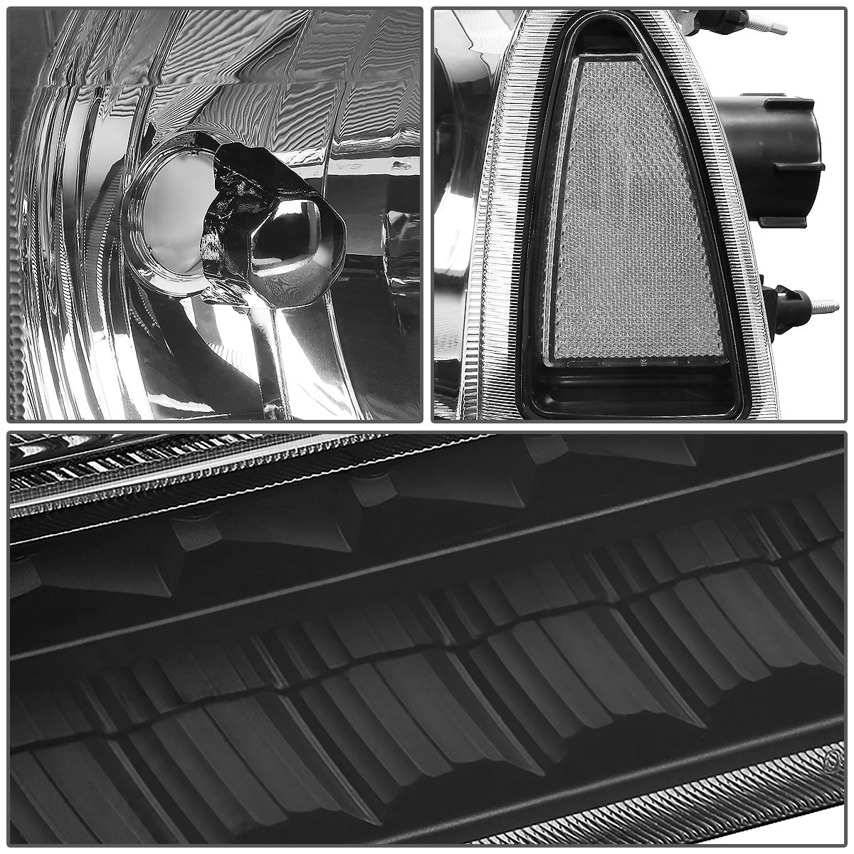 FAROS 99-04 FORD F-250, F-350 / 00-04 FORD EXCURSION 2/4-DOOR - DOES NOT FIT LIGHT DUTY MODELS OR MODELS WITH SEALED BEAM HEADLIGHTS - LED DRL - BLACK HOUSING / CLEAR CORNER - 9007 LOW BEAM / HIGH BEAM