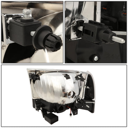 FAROS 99-04 FORD F-250, F-350 / 00-04 FORD EXCURSION 2/4-DOOR - DOES NOT FIT LIGHT DUTY MODELS OR MODELS WITH SEALED BEAM HEADLIGHTS - LED DRL - CHROME HOUSING / AMBER CORNER - 9007 LOW BEAM / HIGH BEAM