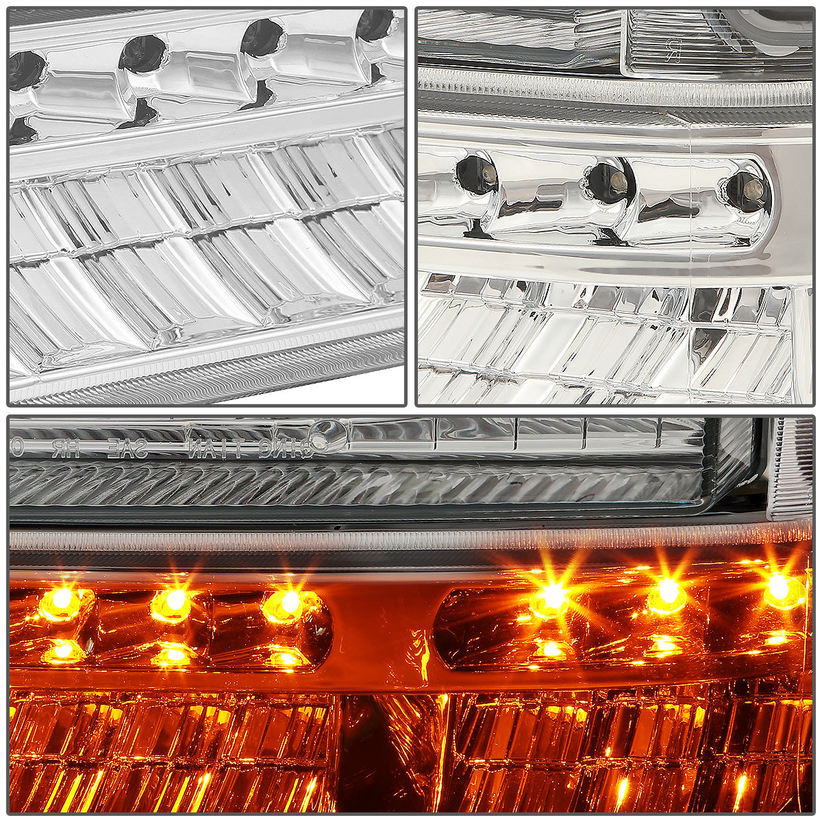 FAROS 99-04 FORD F-250, F-350 / 00-04 FORD EXCURSION 2/4-DOOR - DOES NOT FIT LIGHT DUTY MODELS OR MODELS WITH SEALED BEAM HEADLIGHTS - LED DRL - BLACK HOUSING / CLEAR CORNER - 9007 LOW BEAM / HIGH BEAM